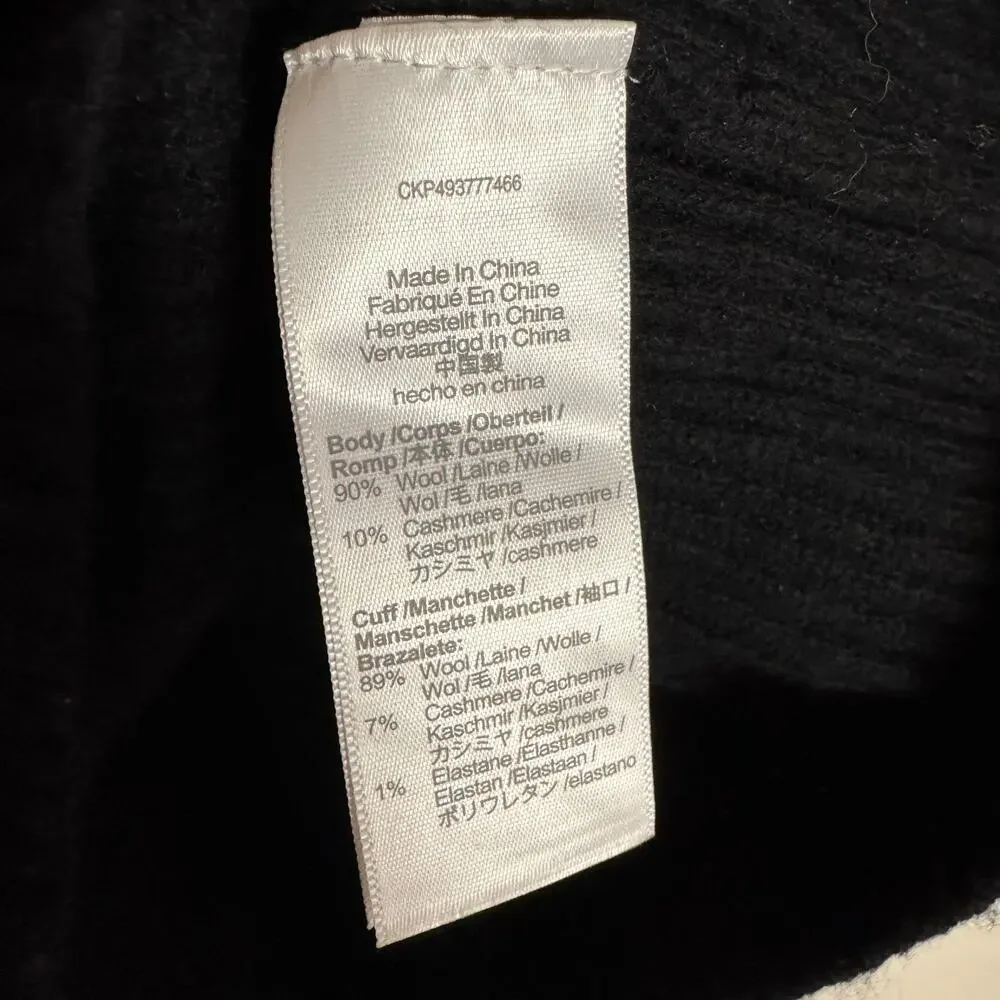 Madewell Soft Wool-Blend Square-Neck Pullover Sweater 2XS Black Blouson Sleeve